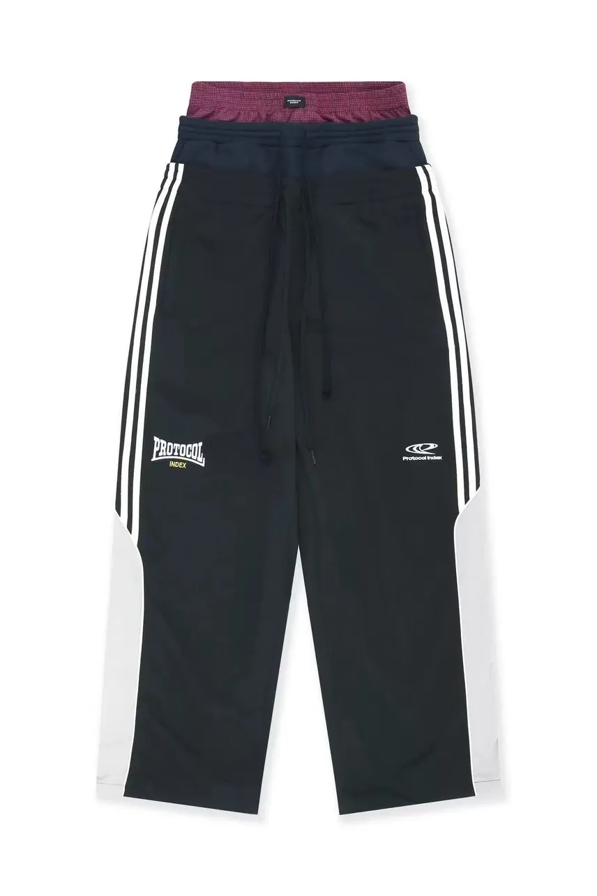 Protocol Index 3 LAYERED TRACK PANTS (BLACK) - LAX STUDIO