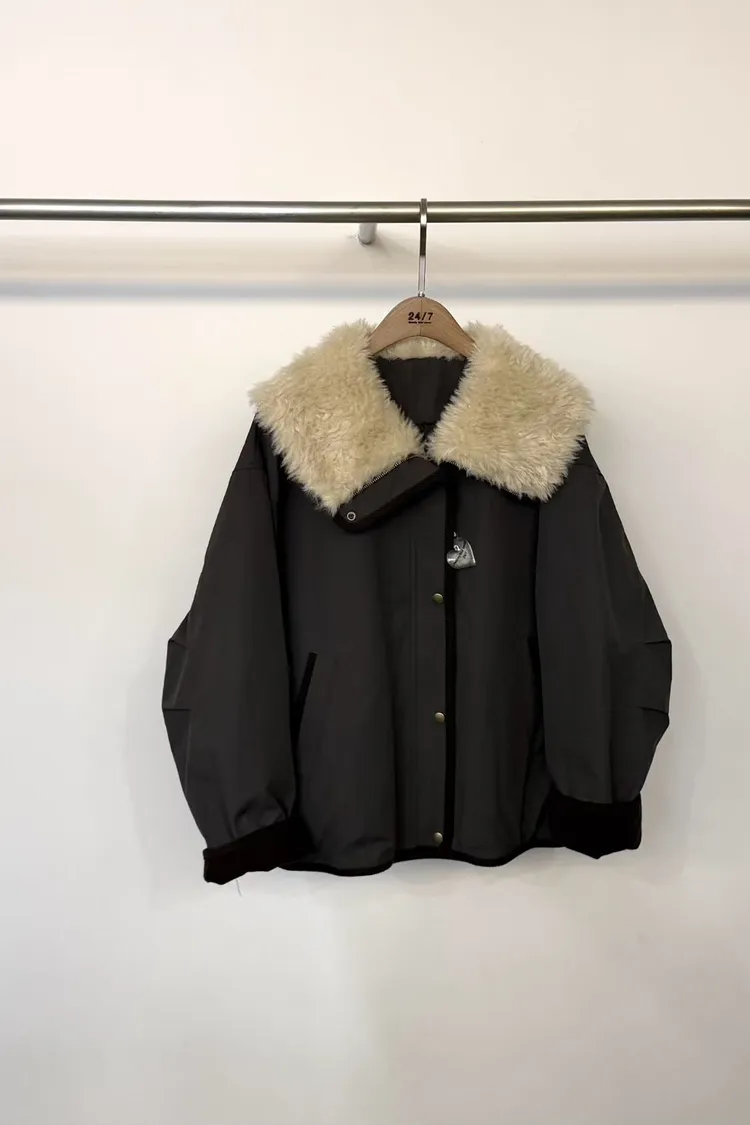 鴨絨100%毛毛領外套 - Ours.Stylish